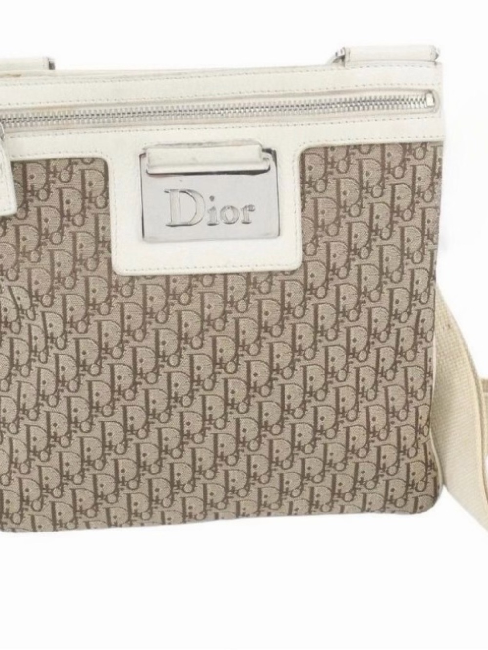 Dior Trotter Beige Canvas Crossbody with White Trim